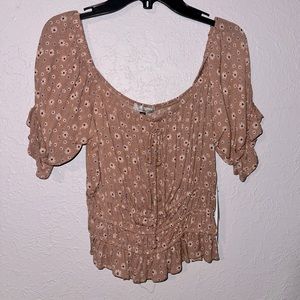 Daisy Rushed Top - XS - Nude Pink